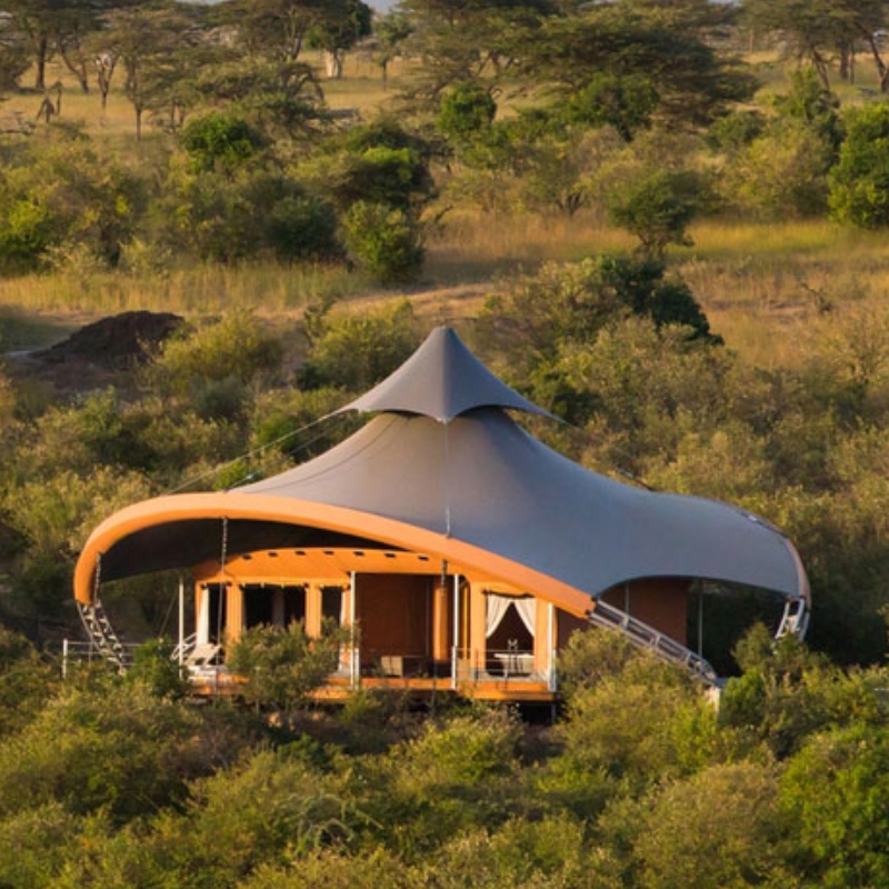 Prefab Safari Huizen Dubbellaags PVDF Membraanstructuur Hotelaccommodatie Tent In Zuid-Afrika