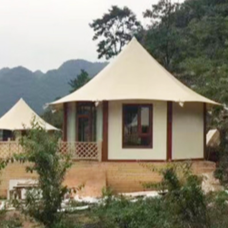 Prefab Huizen Calciumsilicaat Raadsmuur Uitgerekte Kabelmembraan Structuur Villa Tent Voor 2 personen